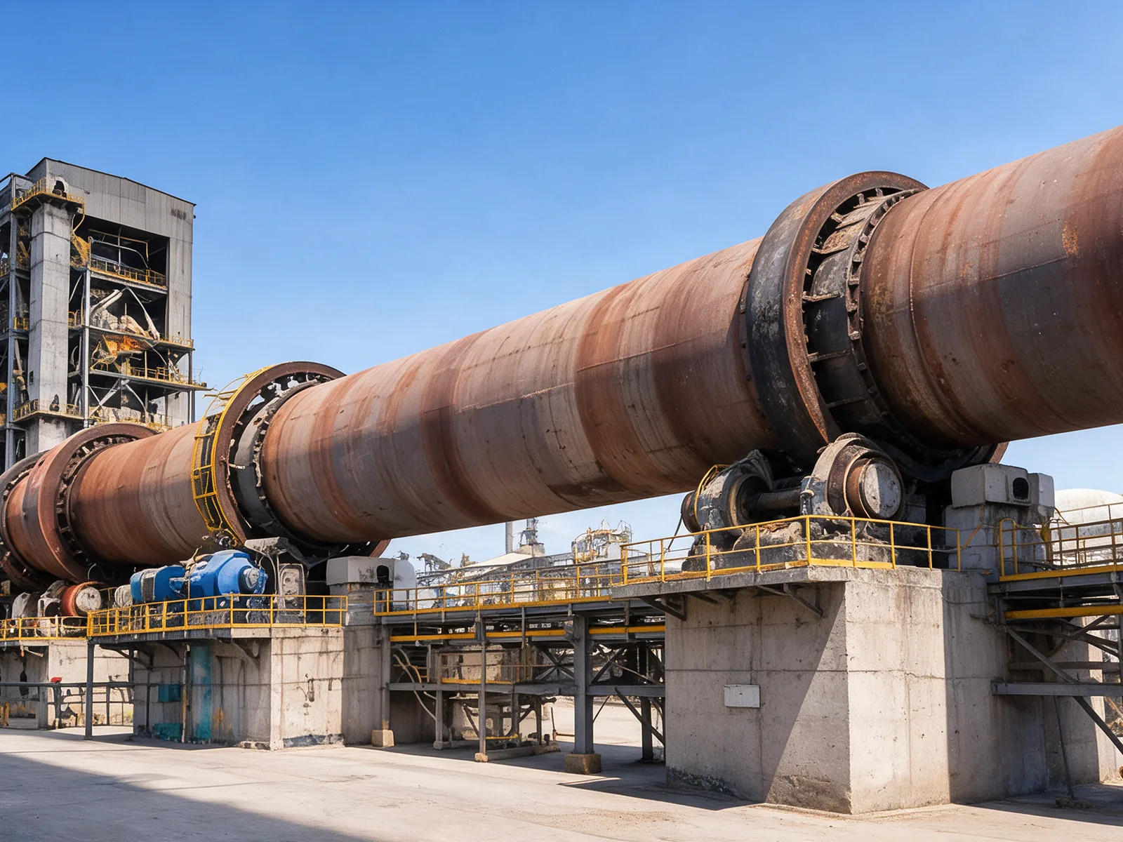 Rotary kiln riding ring on support rollers