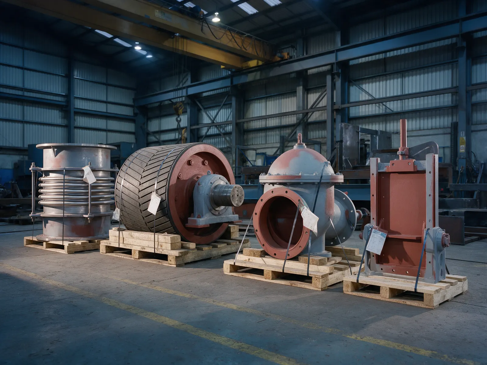 Gates, valves and pulleys ready for despatch