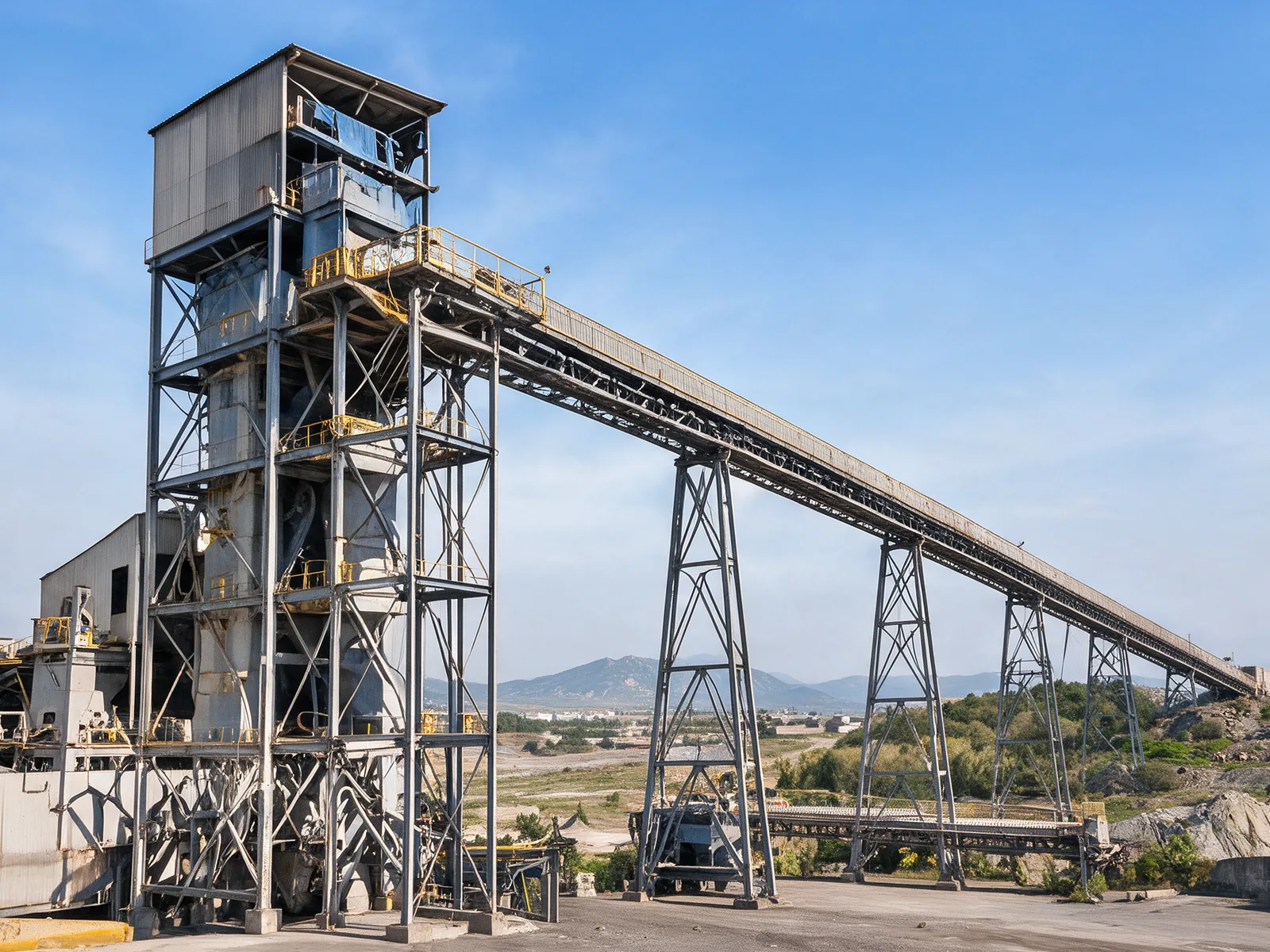 Steel conveyor gallery, transfer tower and storage shed